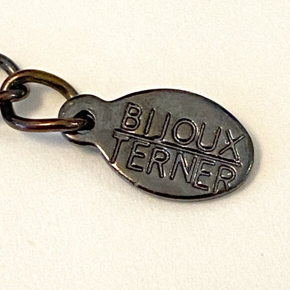 Necklace by Bijoux Terner Dangling Beads Blue Black Metal Chain Prom Wedding - Picture 4 of 4